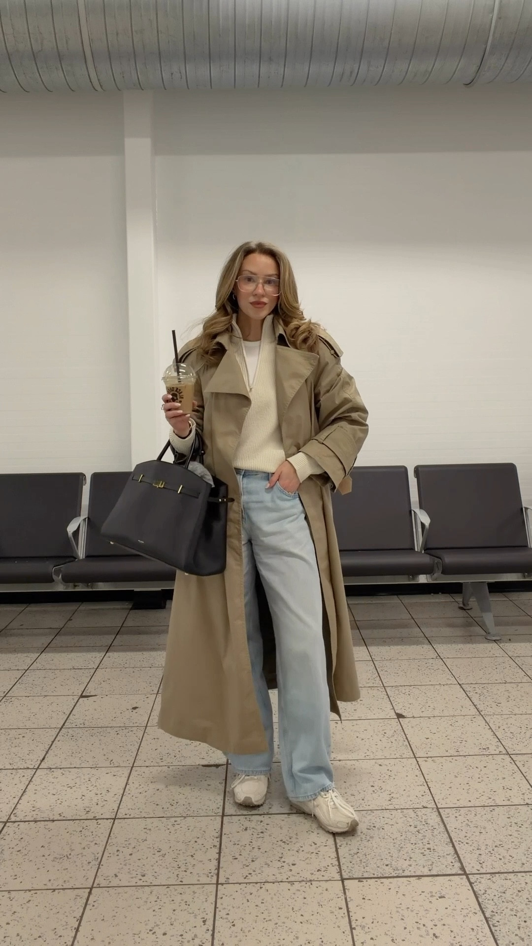 Airport outfit 
Trench coat - old &otherstories 
Jeans & knit jumper - Uniqlo 
Trainers - new balance 
Bag - demellier 

#LTKuk #LTKspring #LTKtravel