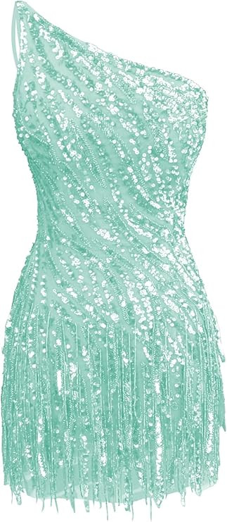 Sparkly Sequin Homecoming Dresses for Teens Short Tessal One Shoulder Bodycon Mini Cocktail Party... | Amazon (US)