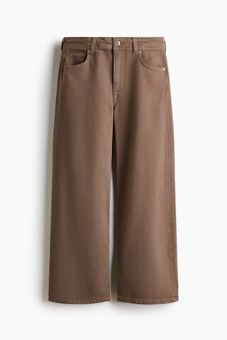 H & M - Wide High Waist Ankle Jeans - Beige | H&M (US + CA)