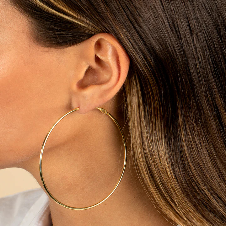 Rounded Hollow Hoop Earring | Adina Eden