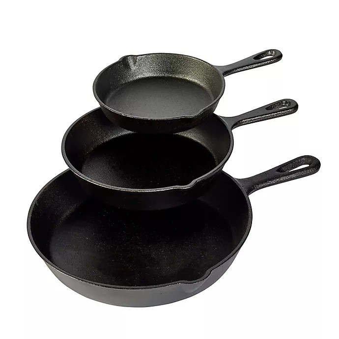 Basic Essentials® Cast Iron 3-Piece Fry Pan Set | Bed Bath & Beyond