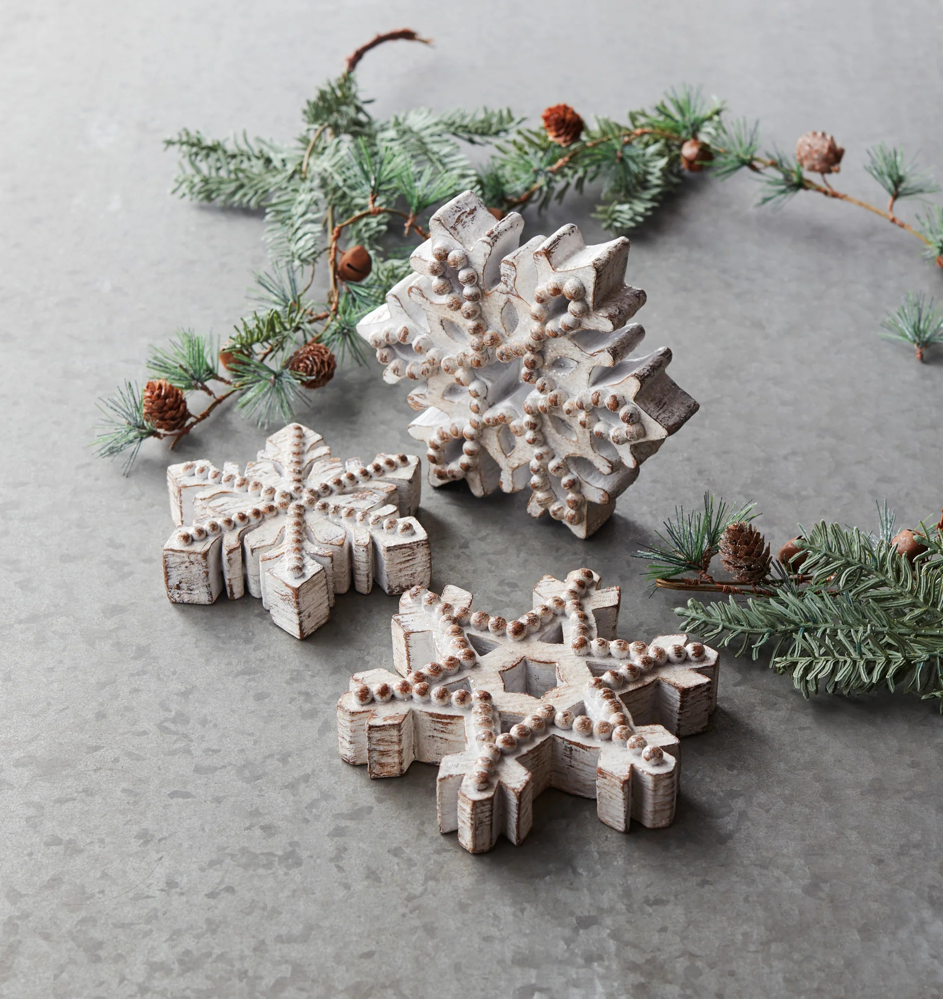 Beaded Wood Design Snowflake Décor, Set of 3 | Pier 1