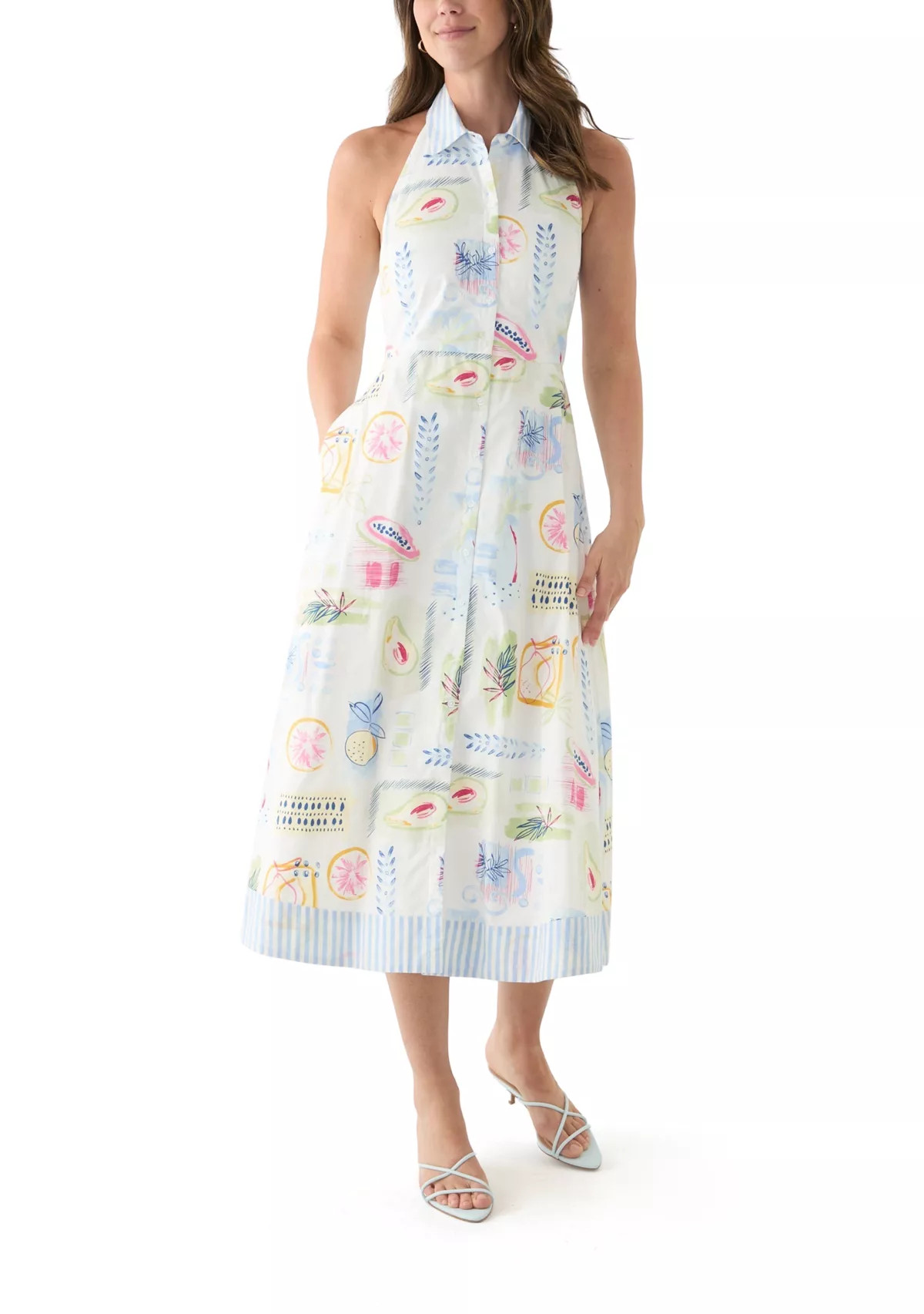 Crown & Ivy™Women's Sleeveless Printed Halter Shirtdress | Belk