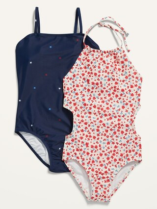 Printed Bandeau & Halter Style One-Piece Swimsuit 2-Pack for Girls | Old Navy (US)
