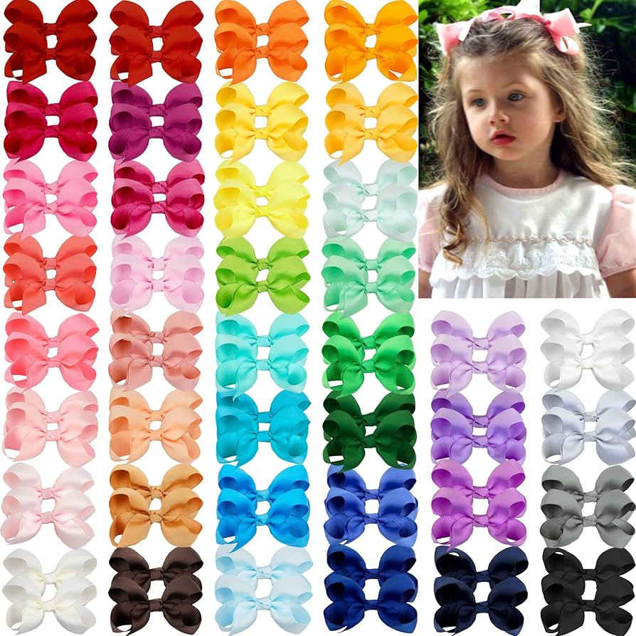 JOYOYO 80Pcs 3" Hair Bows Alligator Clips Grosgrain Ribbon Big Bows Clips For Girls Toddlers Kids... | Amazon (US)