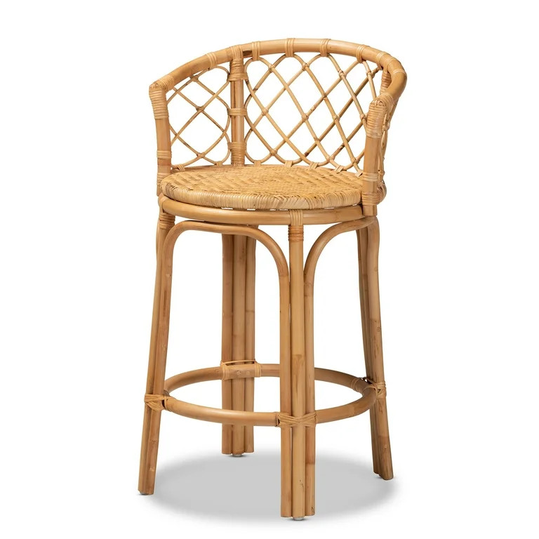 Baxton Studio Orchard Modern Bohemian Natural Brown Rattan Counter Stool | Walmart (US)