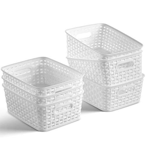 Set of 6 Plastic Storage Baskets - Small Pantry Organizer Basket Bins - Household Organizers with Cu | Amazon (US)