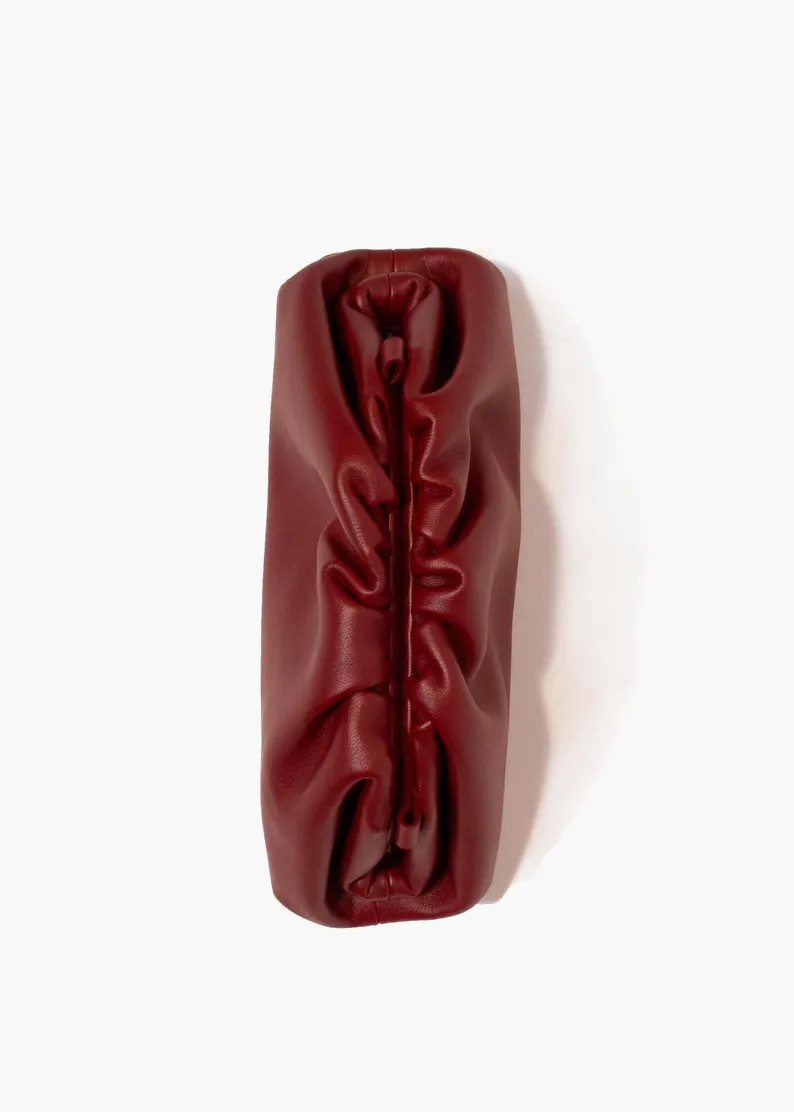 Leather Clutch Handbag Evening Bag - 100% Genuine Leather Dark Red / Burgundy FREYA ESTEPHAN - Et... | Etsy (US)