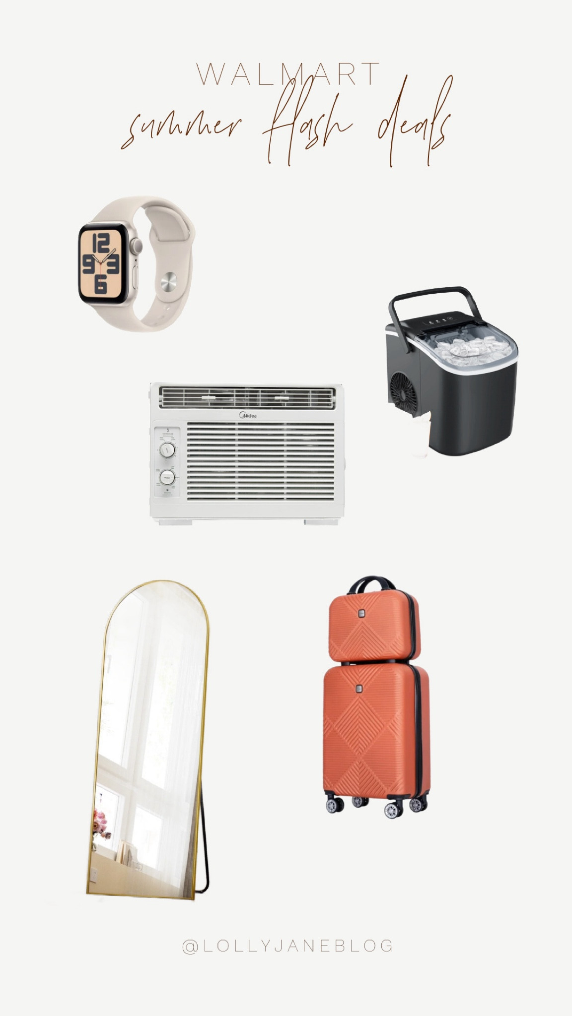 Walmart summer flash deals! 

These are kind of random, but they are the best of the bunch! Walmart has plenty of amazing summer rollbacks right now. Check it out before the deals end! 
I figure for the college go-ers need a solid suitcase, and I cannot get enough of the cute set! Air conditioning, a full body mirror, and an ice maker are also college essentials for any dorm room! A major plus is this Apple Watch! Never be late to a class!! 🤍

#LTKHome #LTKxNSale #LTKBacktoSchool