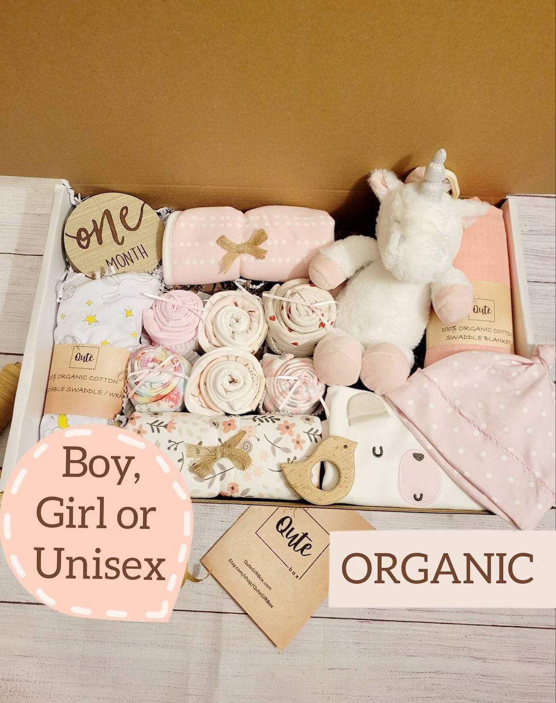 Delux ORGANIC Qute  gift box.  Pick the gender - Gender neutral, baby boy or baby girl | Etsy (US)