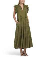 Flutter Sleeve Tiered Maxi Dress | TJ Maxx