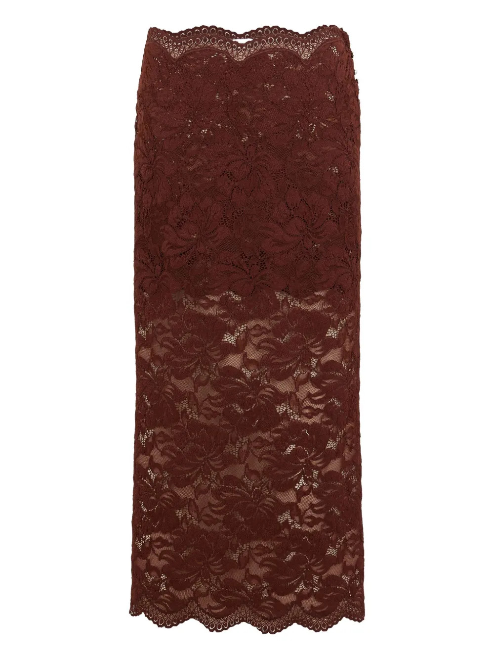 Rabanne lace floral midi skirt - Brown | Farfetch Global