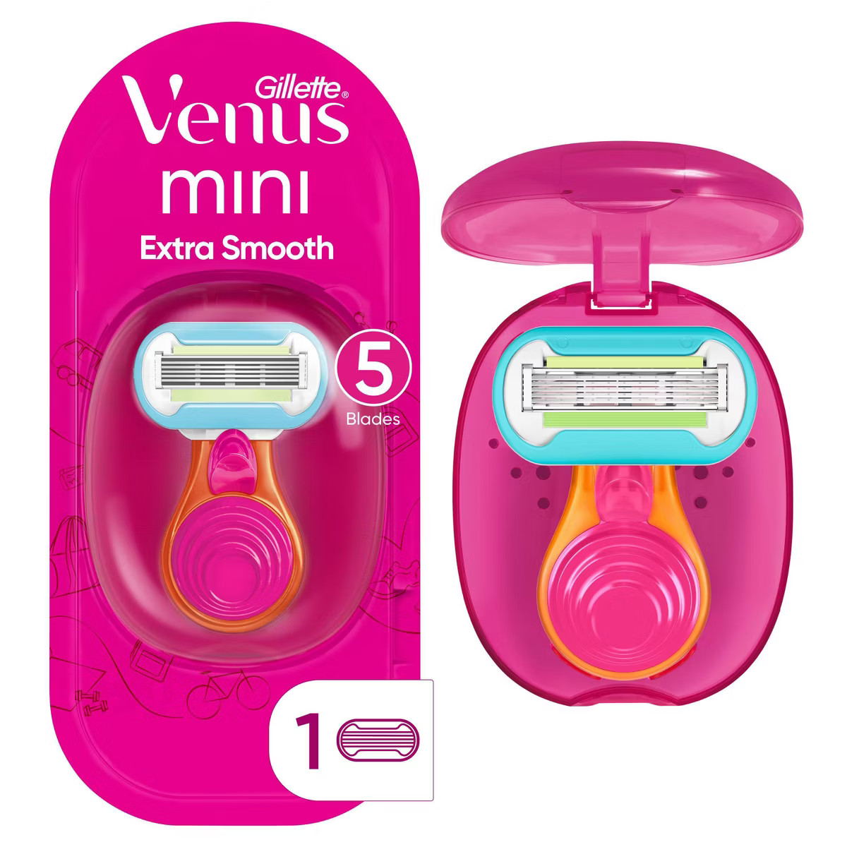 Venus Mini Extra Smooth On The Go Women's Razor + 1 Razor Blade Refill + 1 Travel Case - Trial Si... | Target