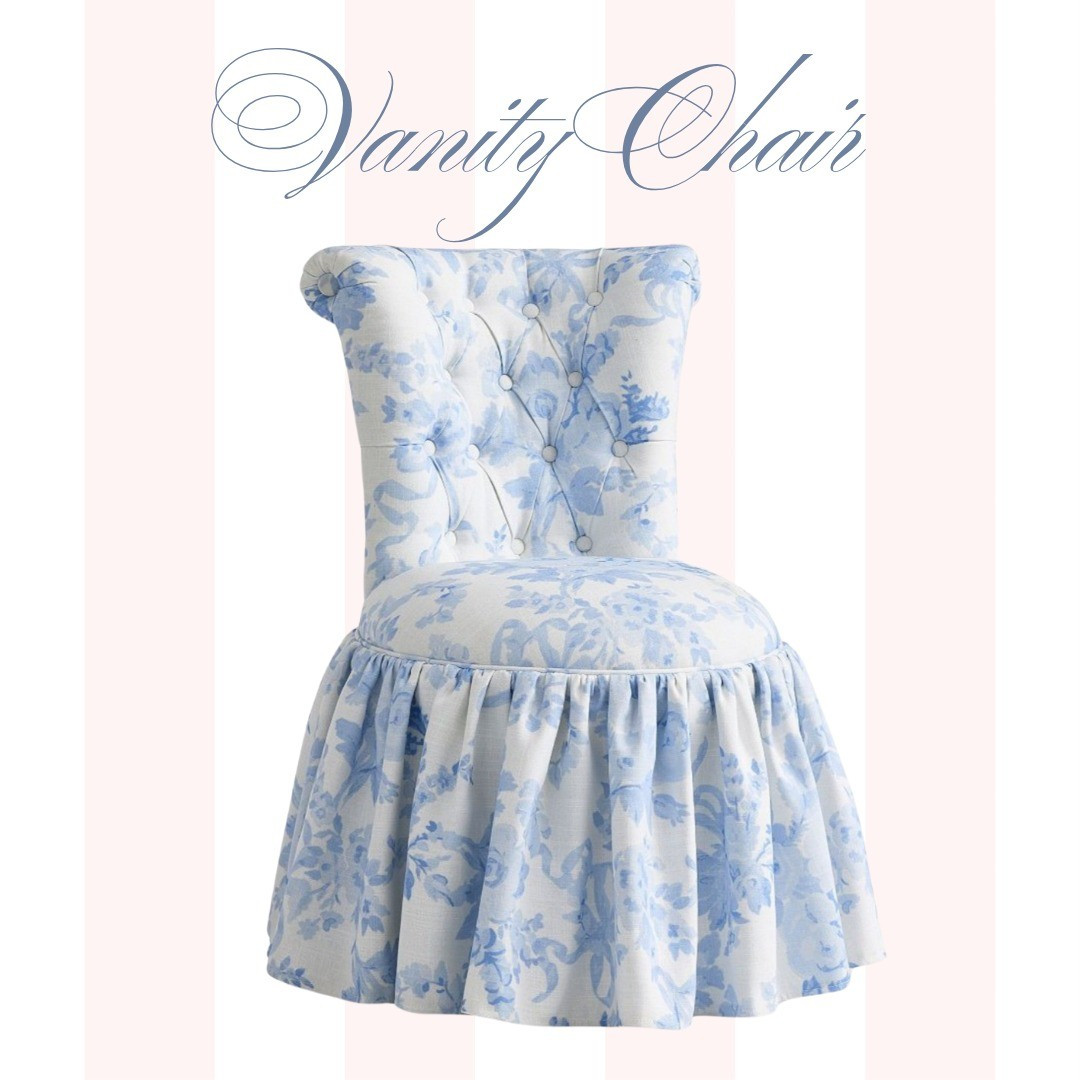 If I ever replace my vanity Chair, I would love this one! It's This chair is from the Pottery Barn Teen Collaboration with LoveShackFancy. I love this collaboration! It's so lovely. I'll link some of the other pieces below🤍🤍

#LTKKids #LTKHome #LTKStyleTip