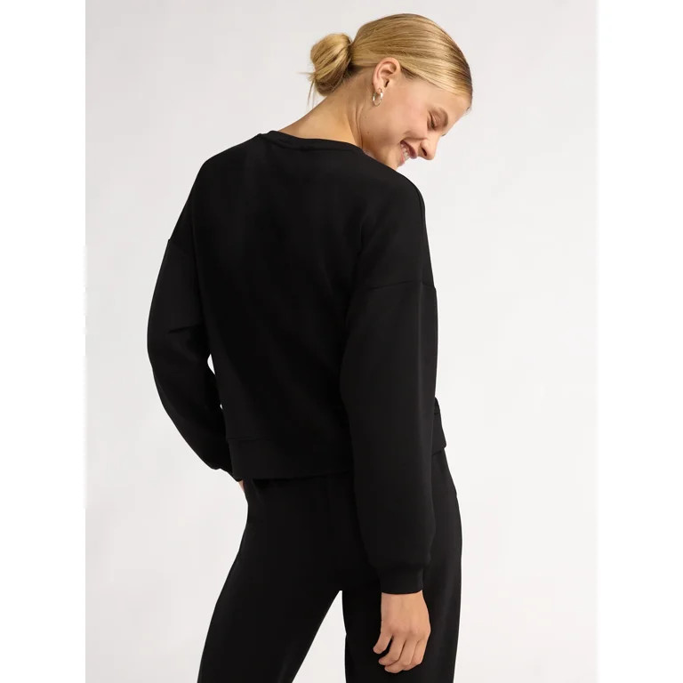 Scoop Women's and Women's Plus Ultimate ScubaKnit Cropped Sweatshirt with Drop Sleeves, Size XS-4... | Walmart (US)