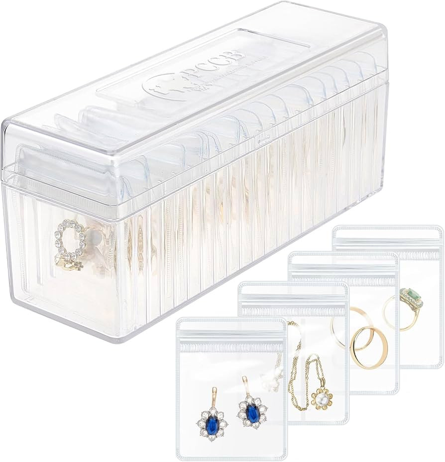 Acrylic Jewelry Box Organizer, Clear Jewelry Organizer and Storage with 20 Portable Anti Tarnish ... | Amazon (US)