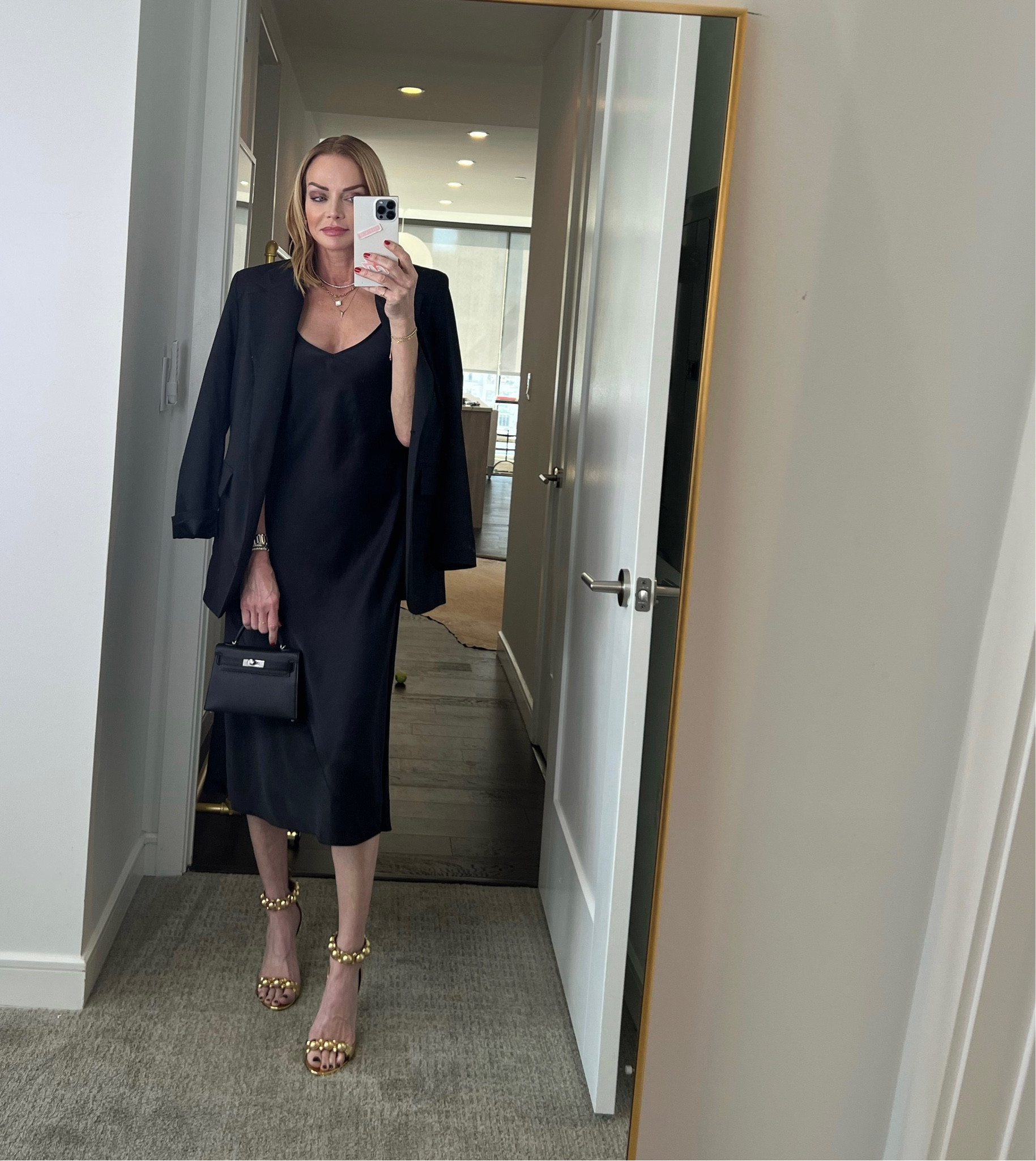 blazer over silk dress slipdress + blazer