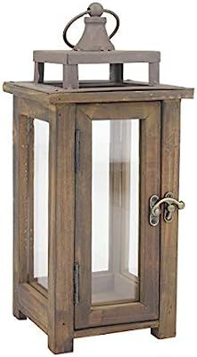 Stonebriar Decorative Rustic Wooden Hurricane Candle Lantern with Handle and Hinged Door, SMALL, ... | Amazon (US)