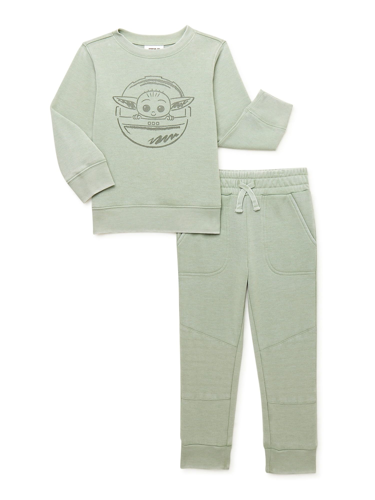 Baby Yoda Baby Boy & Toddler Boy Fleece Crewneck Sweatshirt & Jogger Pant Outfit Set, 2-Piece, 12... | Walmart (US)