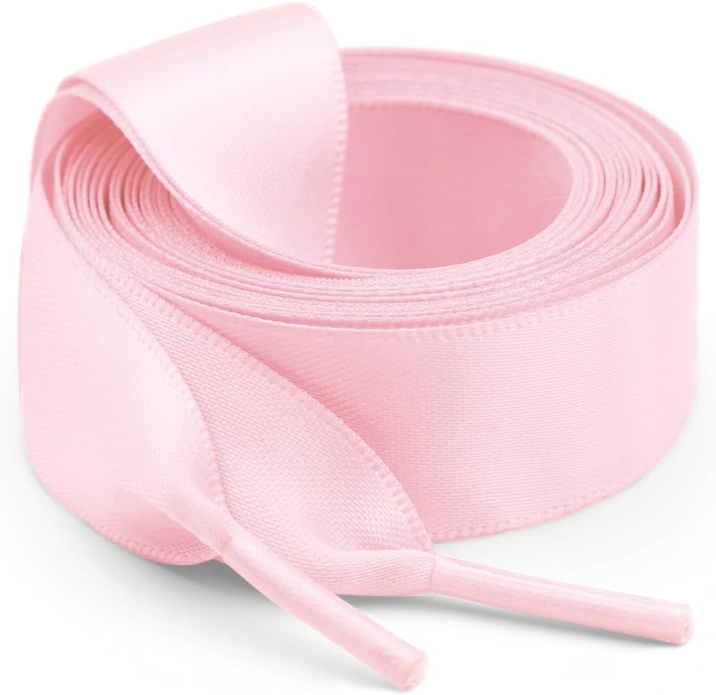 Flat Satin Ribbon Shoelaces: 2cm Wide Silk Shoe Laces for Women -2 Pair | Amazon (US)