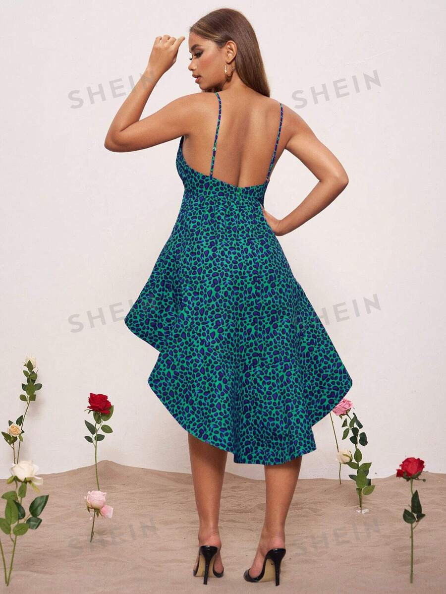 SHINGO High-Low Cheetah Blouse,Women Clothes,For Summer | SHEIN