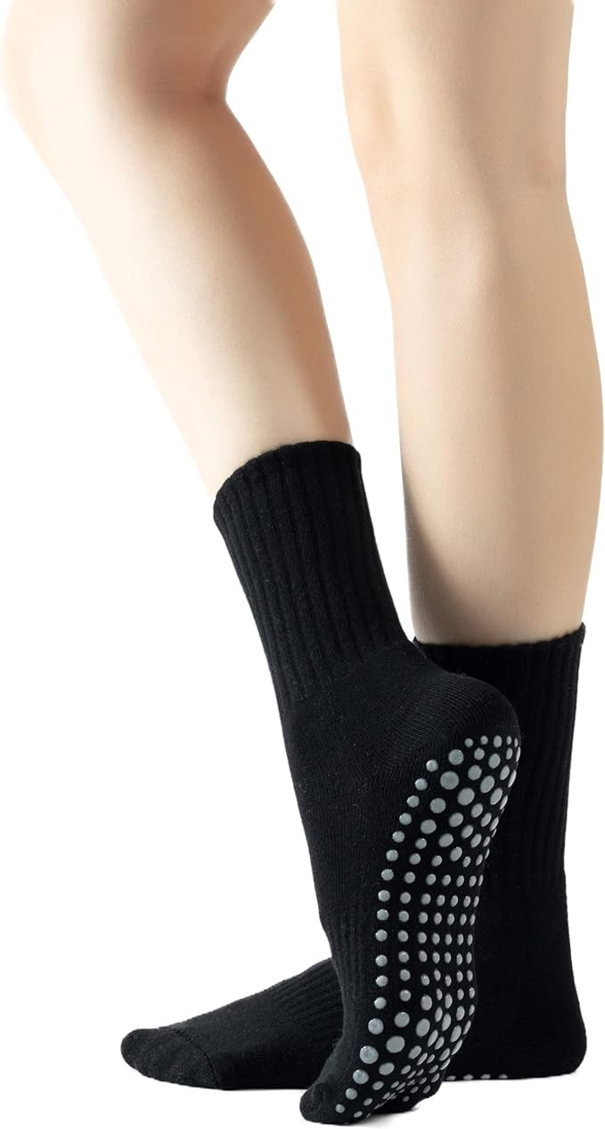 Yoga Pilates Socks with Grips for Women Non Slip Colorful Tie Dye Cushioned Crew Socks for Barre ... | Amazon (US)