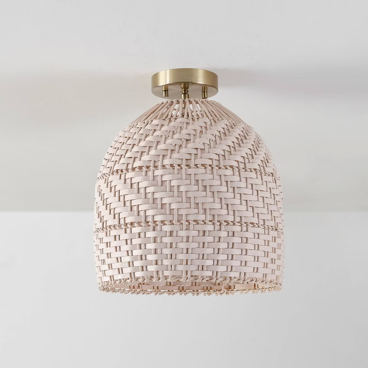 Novogratz X Globe Artessa 1-Light Matte Brass Flush Mount Ceiling Light with Cream Rattan Shade -... | Target