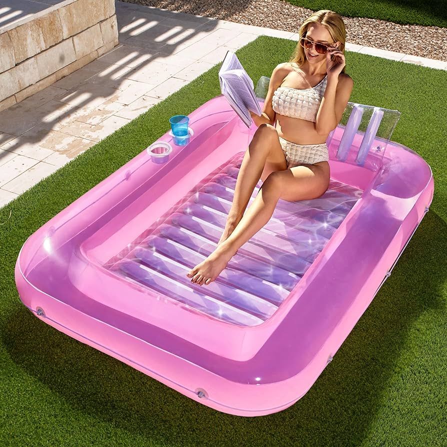 Sloosh Inflatable Tanning Pool Lounge Float, 70" x 46" Suntan Tub Raft Floatie, Tanning Pool with... | Amazon (US)