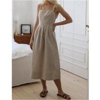 Linen Apron Dress, Long Summer Pinafore Strap Backless Midi Soft Clothing | Etsy (US)