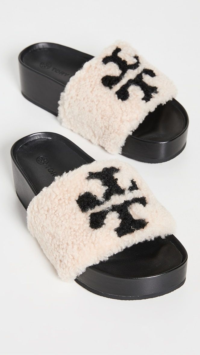 Double T Shearling Flatform Sandals | Shopbop