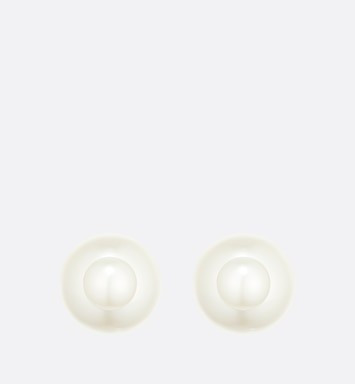 Dior Tribales Earrings Gold-Finish Metal and White Resin Pearls | DIOR | Dior Couture