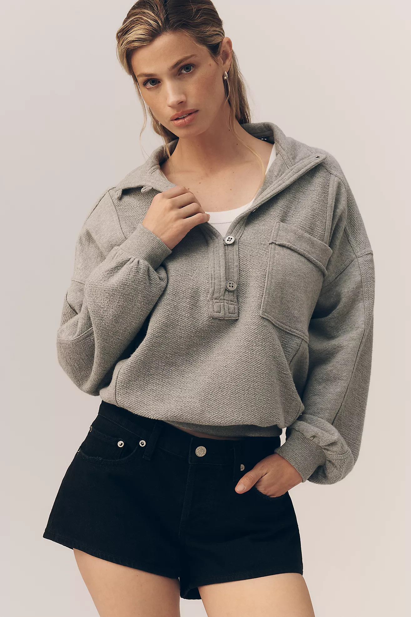 Pilcro 100% Cotton Button-Front Popover Top | Anthropologie (US)