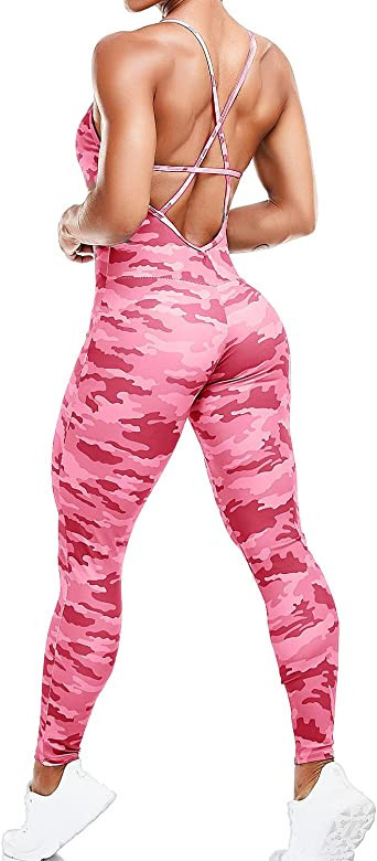 KIWI RATA Womens Butt Lift Blackless Workout Yoga Jumpsuit Sleeveless Bandage Fitness Sport Gym Romp | Amazon (US)