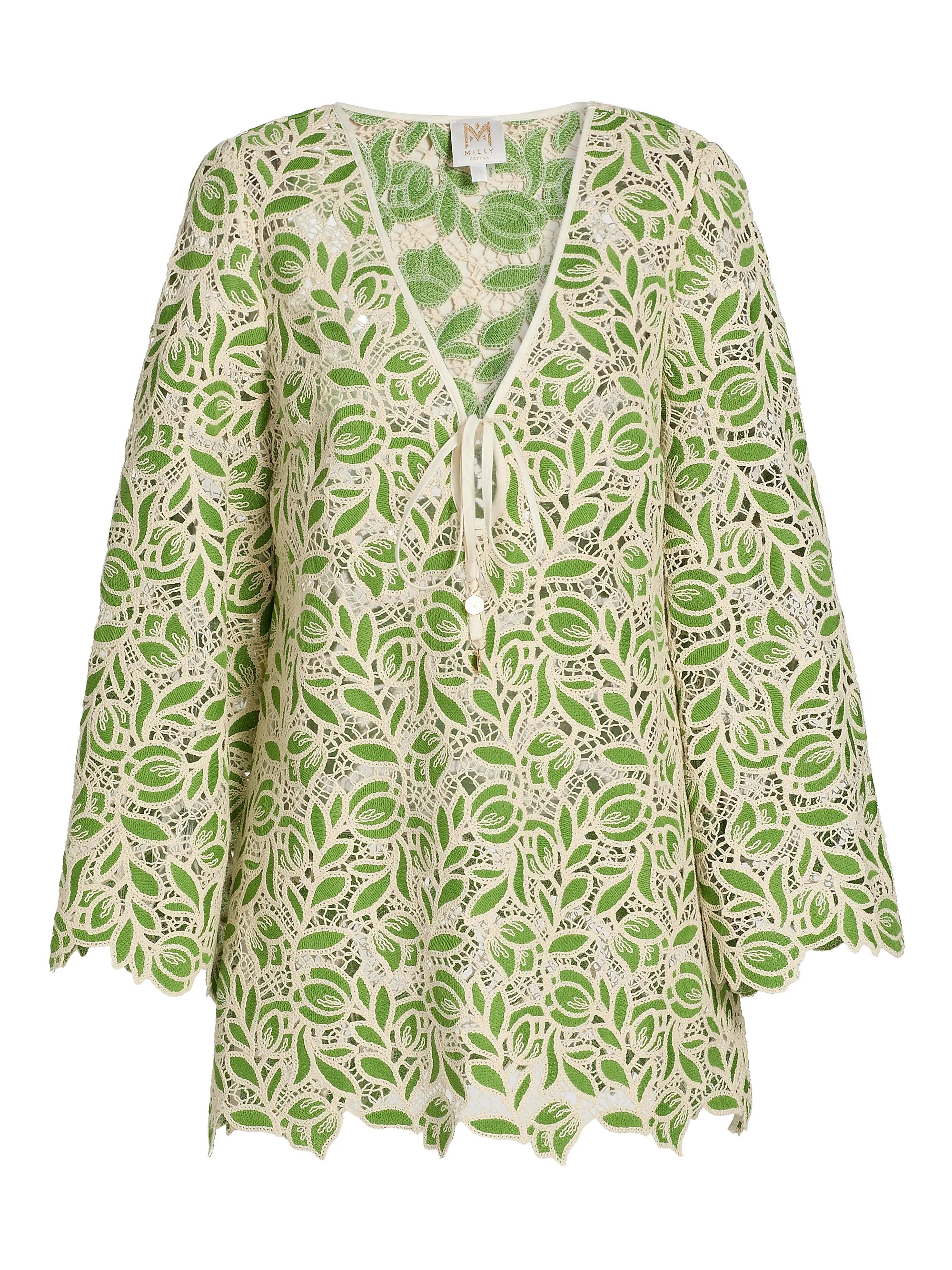 Green Leaf Cotton-Blend Cover-Up Minidress | Saks Fifth Avenue