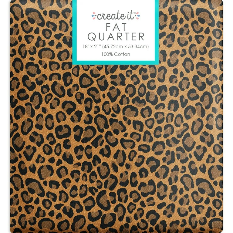 Create It 18"x21" 100% Cotton Cheetah Precut Sewing & Craft Fabric, Brown 1 Piece | Walmart (US)