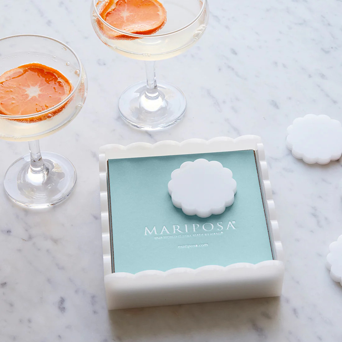 White Scallop Acrylic Napkin Weight | Mariposa