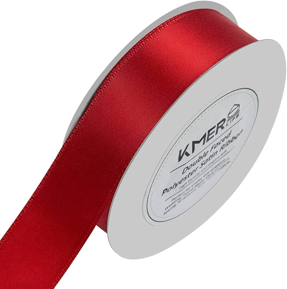 1 inch x 25 Yards Double Faced Red Satin Ribbon, Polyester Ribbon for Christmas Gift Wrapping, Weddings Party, Hair Bow, Invitation Decorations and More | Amazon (US)