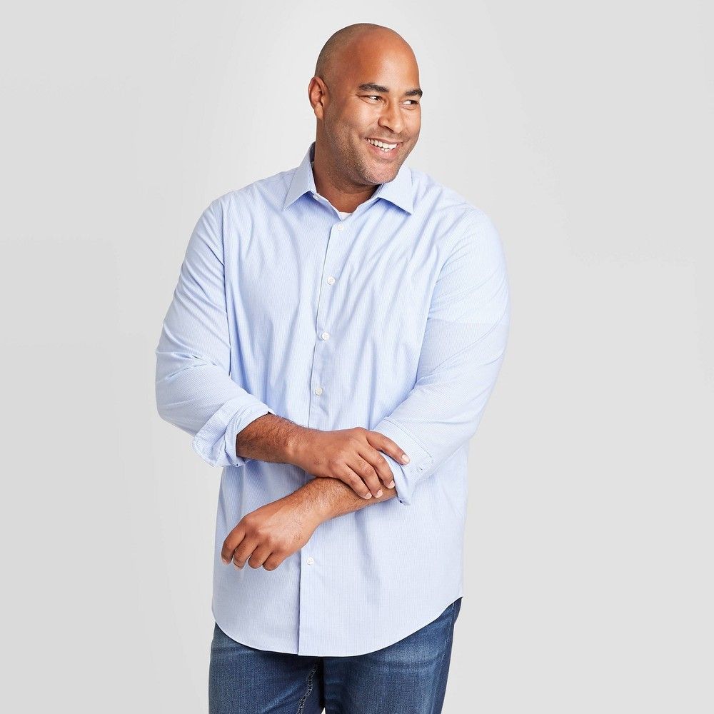 Men's Tall Striped Standard Fit Non-Iron Dress Long Sleeve Button-Down Shirt - Goodfellow & Co™ | Target