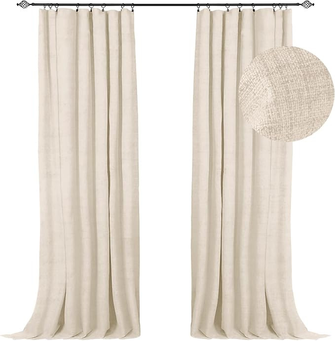 100% Blackout Shield Full Blackout Curtains for Bedroom 120 inch Length 2 Panels Set, Clip Rings/... | Amazon (US)