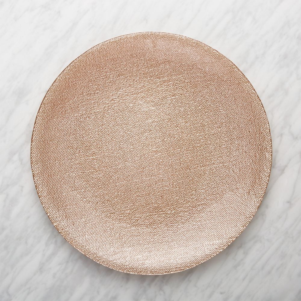 Shimmer Rose Gold Glass Platter-Charger Plate | Crate & Barrel