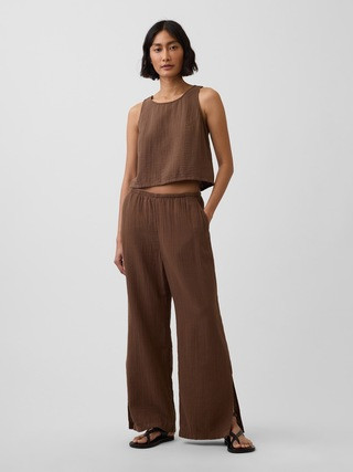 Cotton Gauze Easy Split-Hem Pants | Gap (US)