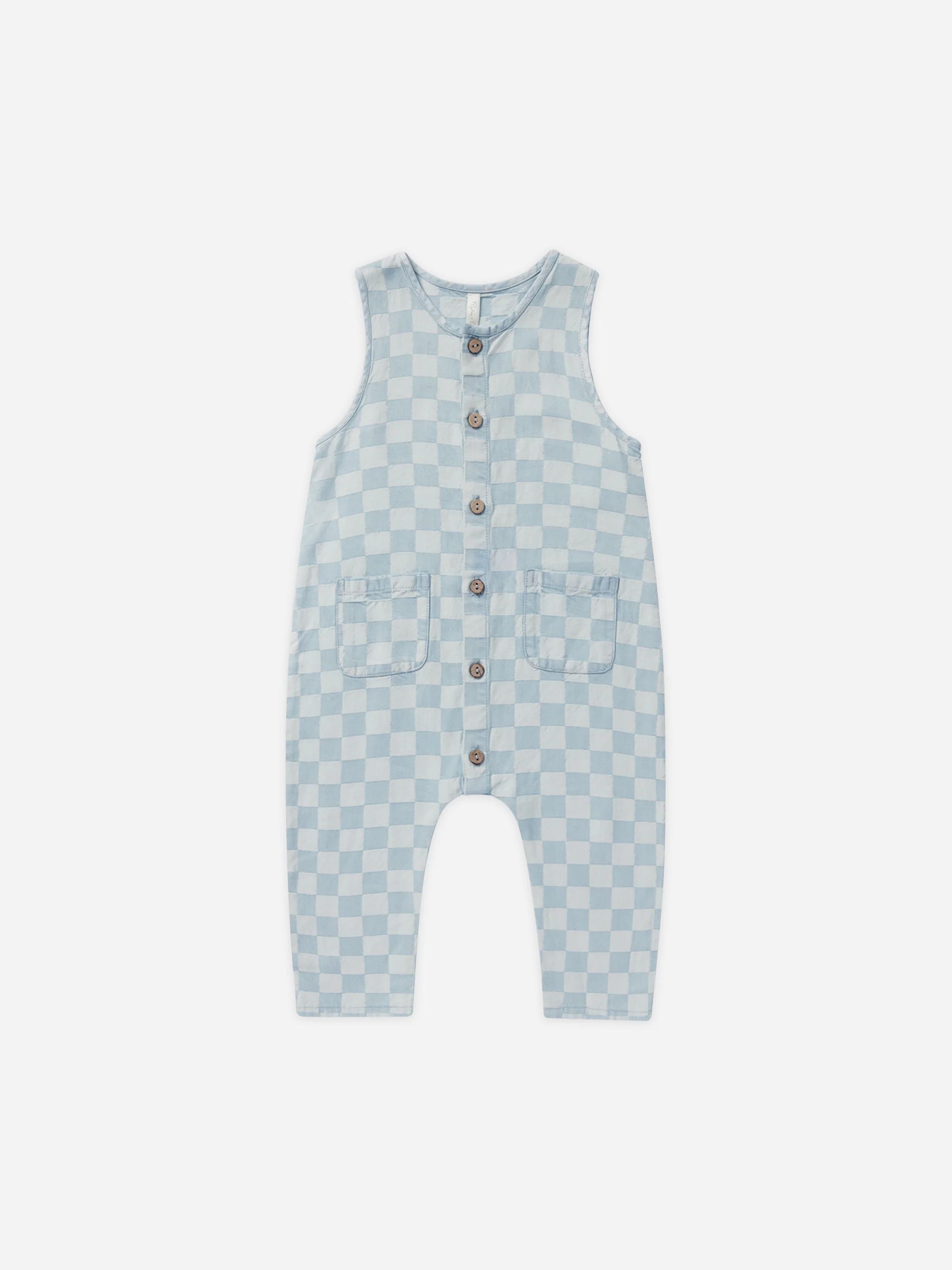 Woven Jumpsuit || Blue Check | Rylee + Cru