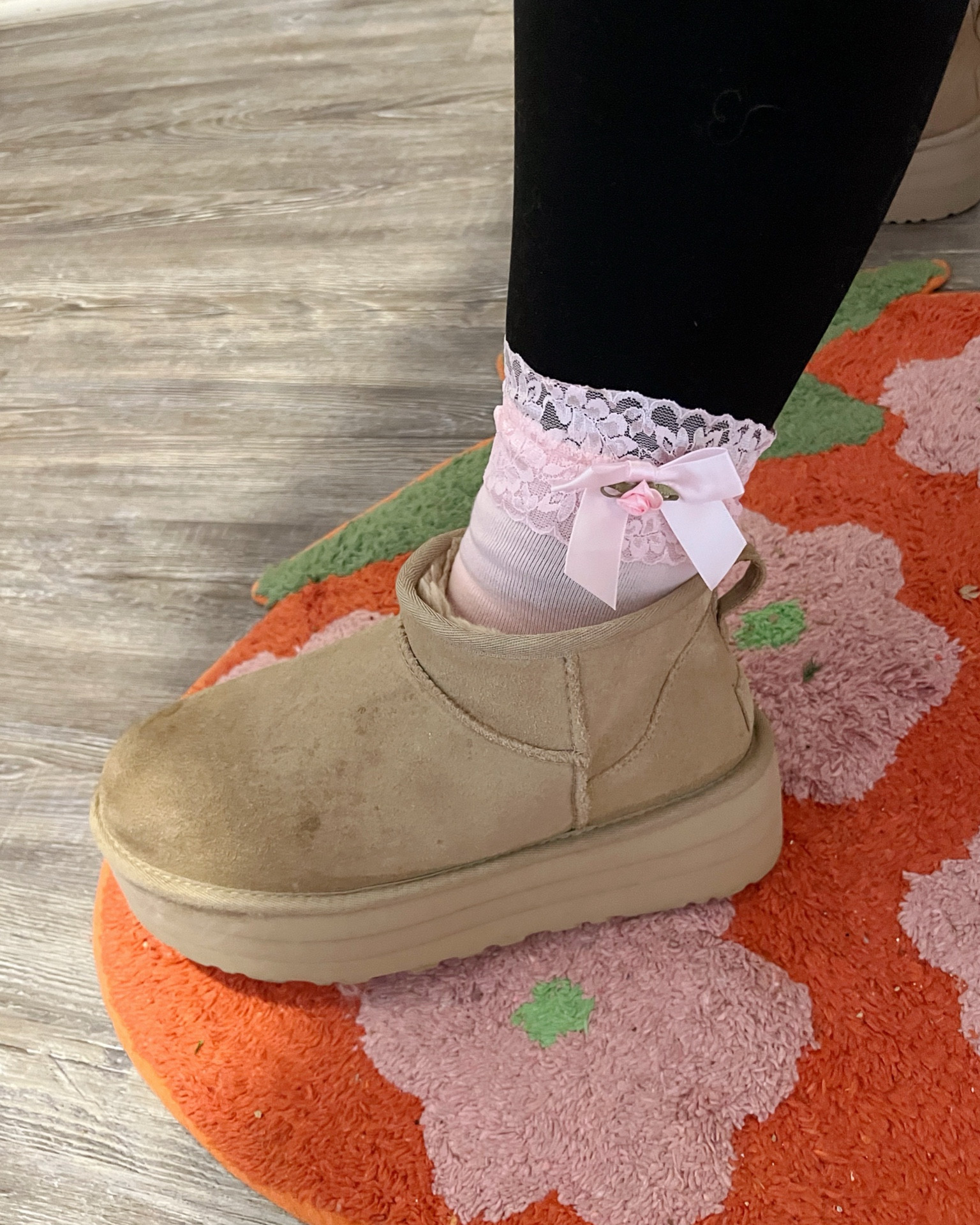 Ugg Ultra Mini Platform Boots with the cutest ruffle socks 🎀 socks come in pink and white 

#LTKMostLoved #LTKSeasonal #LTKshoecrush
