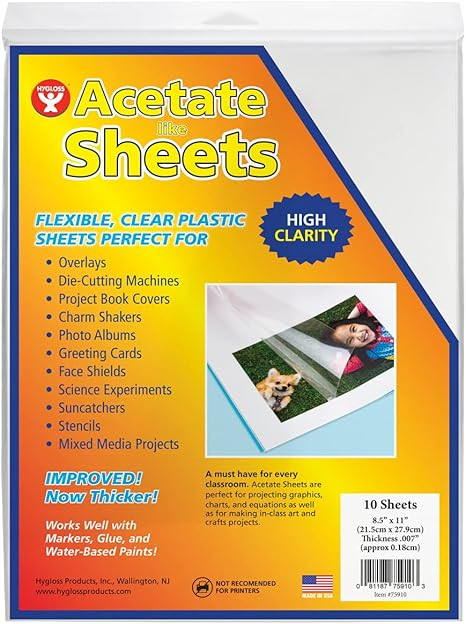 Hygloss Products Acetate Sheets for Crafts, Clear Overhead Projector Film, For Arts And Craft Pro... | Amazon (US)