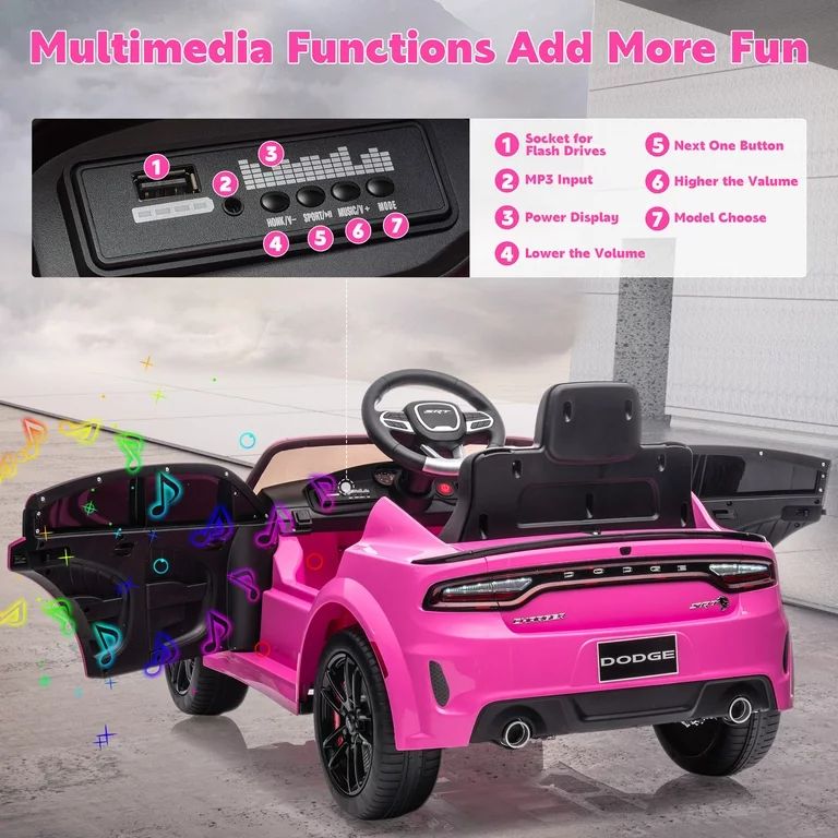Dodge Electric Ride on Cars for Kids, 12 V Licensed Dodge Charger SRT Powered Ride On Toys Cars w... | Walmart (US)
