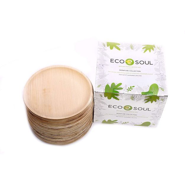 ECO SOUL 100 Percent Compostable, Biodegradable, Disposable Palm Leaf Plates, Eco-friendly, Sturd... | Target