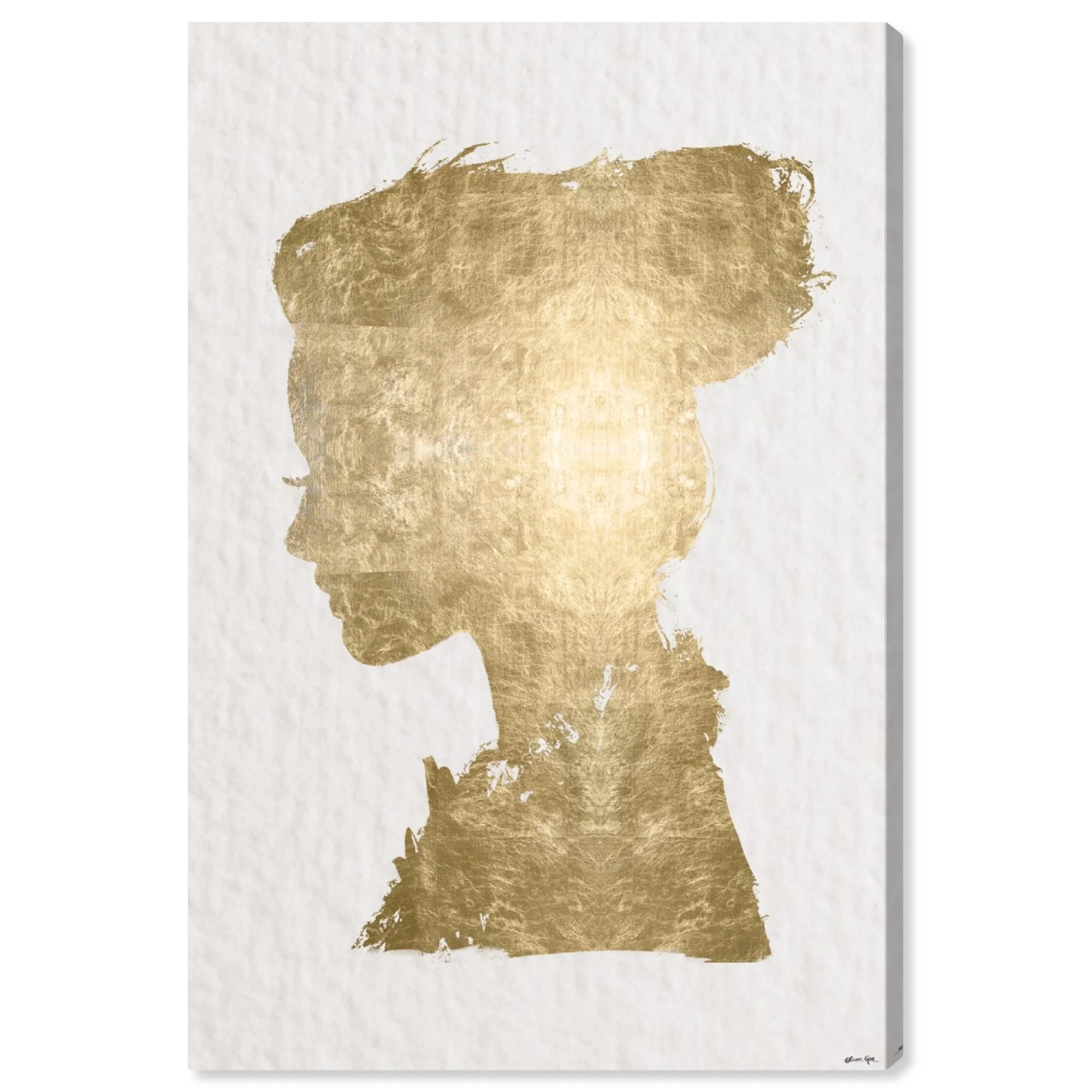 Runway Avenue Fashion and Glam Wall Art Canvas Prints 'Beaute In Gold' Portraits - Gold, White | Walmart (US)