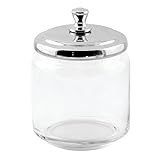 iDesign York Bathroom Vanity Glass Apothecary Jar for Cotton Balls, Swabs, Cosmetic Pads - Clear/Pol | Amazon (US)