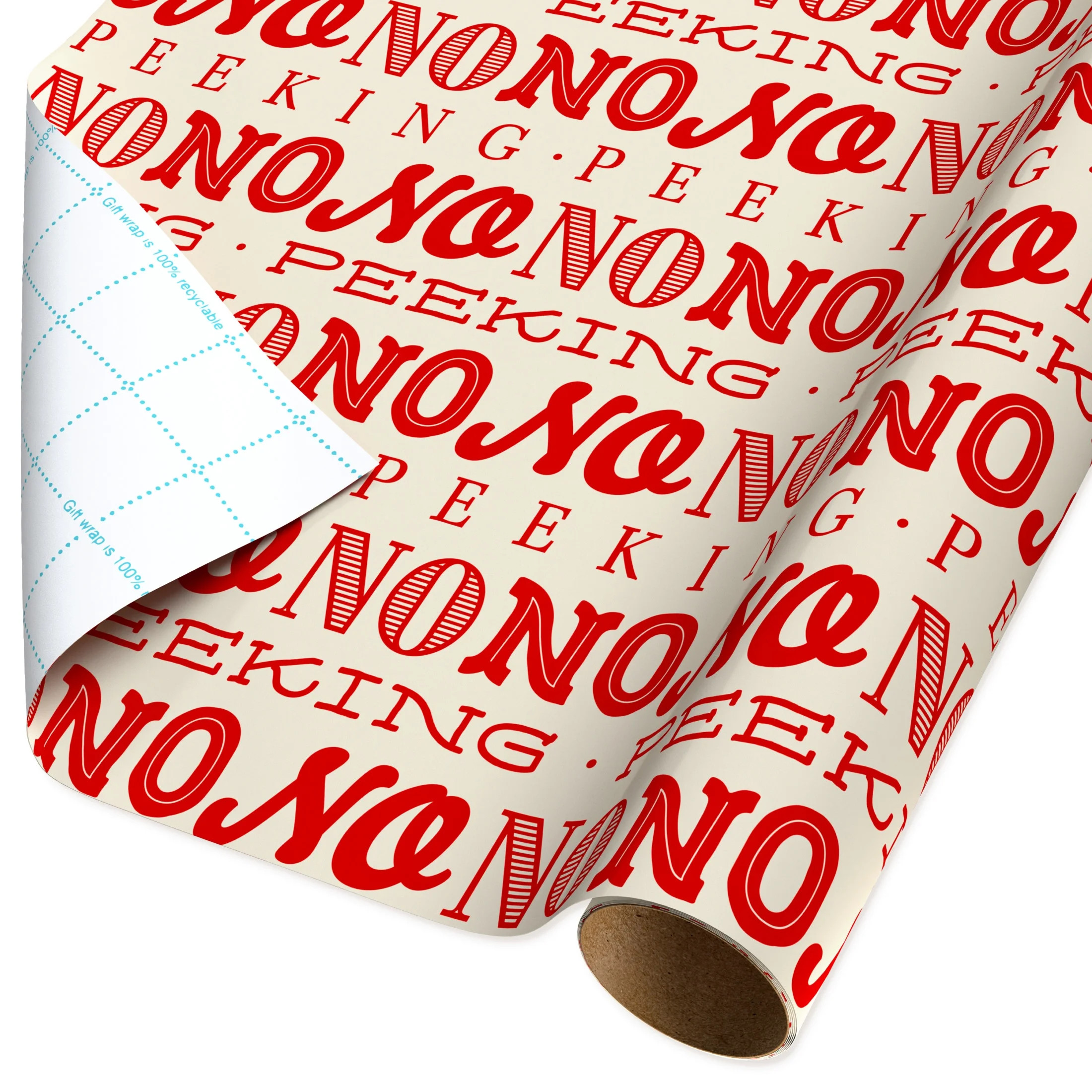 American Greetings 30 in. Red and Ivory Christmas Wrapping Paper with Cutlines, No Peaking (100 s... | Walmart (US)