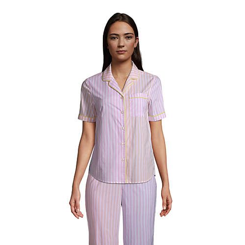 Women's Short Sleeve Cotton Poplin Pajama Shirt | Lands' End (US)
